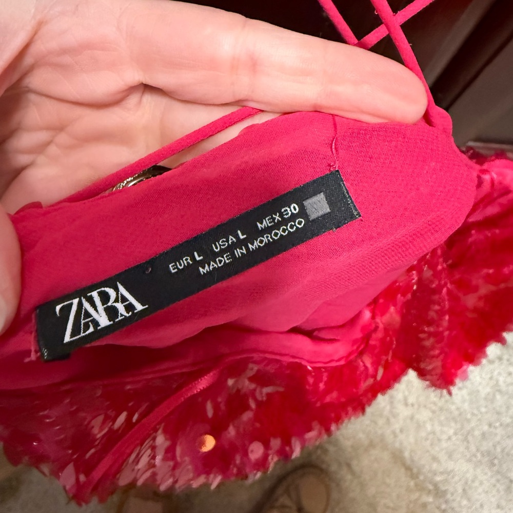 Zara hot pink sequin dress, NWOT size 6/8
